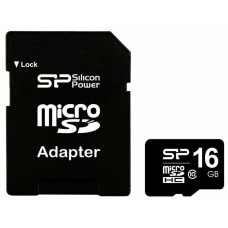 Карта памяти Silicon Power 16GB microSDHC Card Class 10 + SD adapter