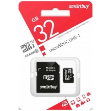 Карта памяти micro SecureDigital 32Gb Smartbuy SB32GBSDCL10-01 {Class 10, SD adapter}