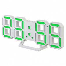 Perfeo LED часы-будильник "LUMINOUS 2", белый корпус / зелёная подсветка