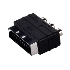 Переходник Perfeo SCART (21 pin) вилка "IN" - 3xRCA розетка, видео + стерео-аудио (A7007)