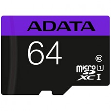 Флеш карта microSD 64GB A-DATA AUSDX64GUICL10-RA1 microSDXC Class 10 UHS-I U1 (SD адаптер)