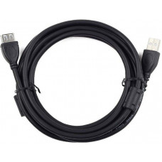 Кабель удлинитель USB2.0 Pro Cablexpert, AM/AF, 4.5м, экран, феррит.кольцо, черн